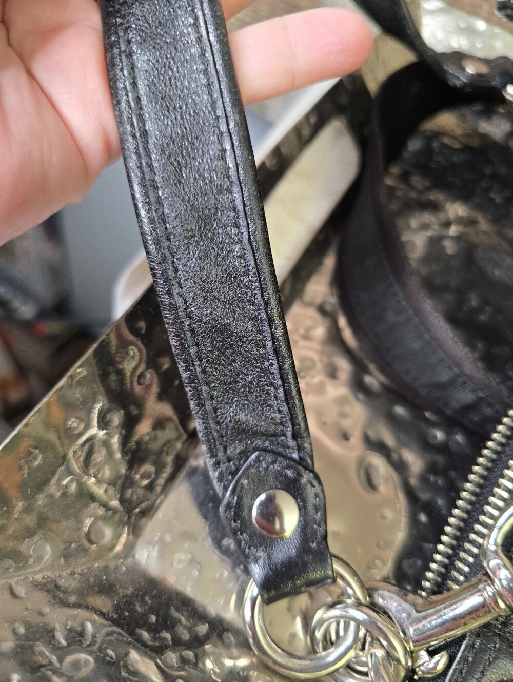 SOLD!!!! COACH Poppy Black Leather Hobo Shoulder Bag, Silver Hardware, REHAB BAG - Picture 8 of 11